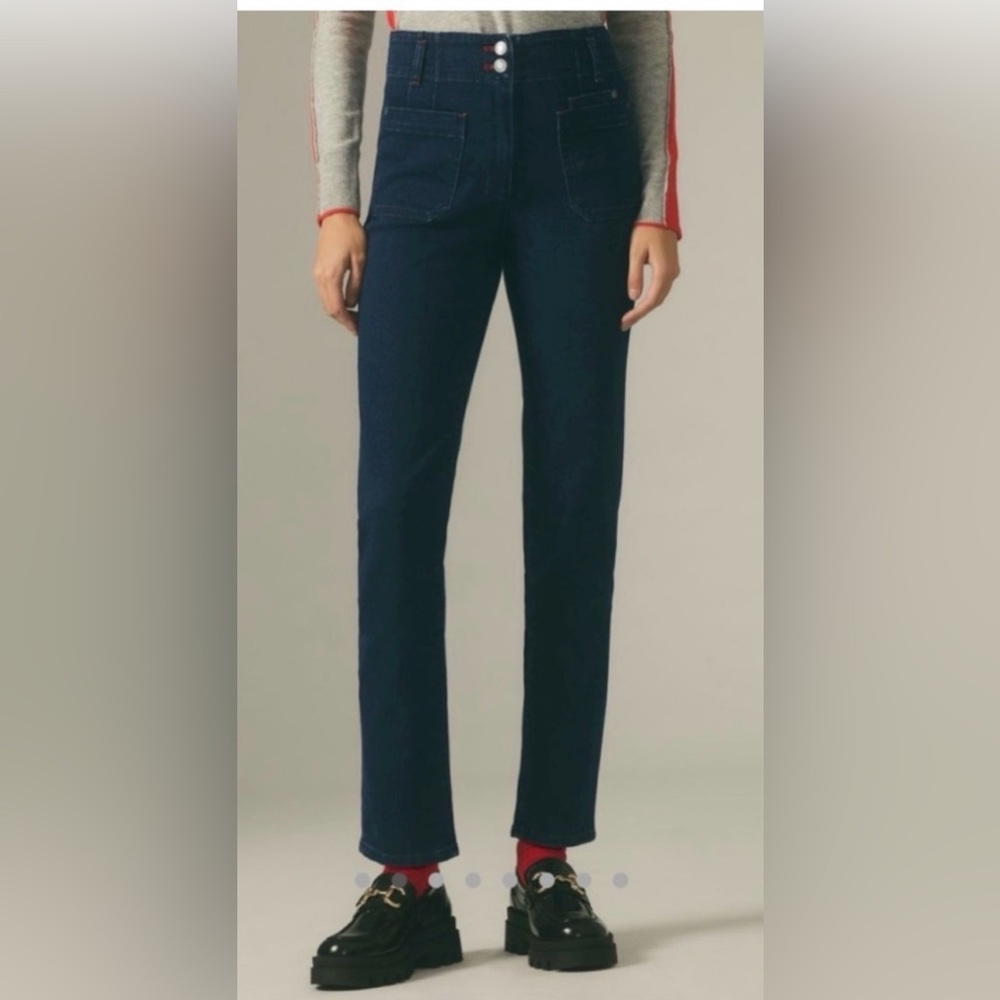 NWT Maeve by ANTHROPOLOGIE Junie High-Rise Slim-Leg Blue Jeans. Size 29